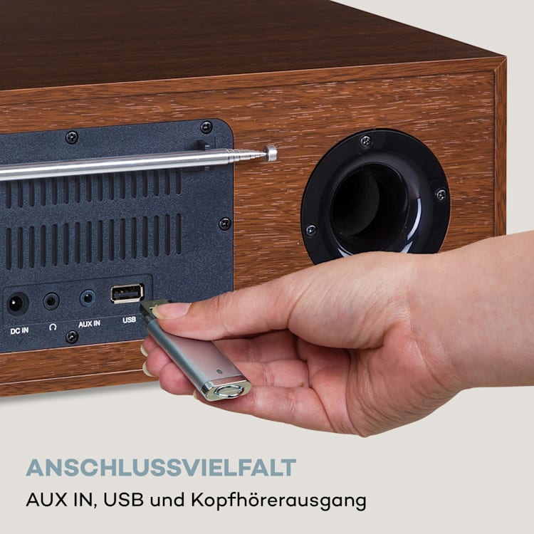 Silver Star CD-DAB 2x20W max. Slot-In CD-Player DAB+ BT Alu Walnuss