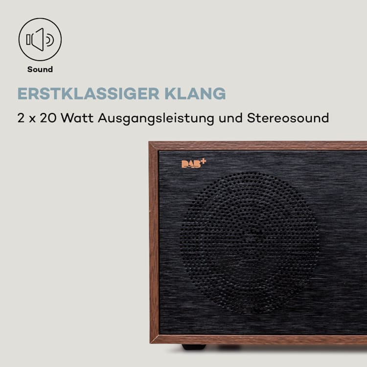 Silver Star CD-DAB 2x20W max. Slot-In CD-Player DAB+ BT Alu Walnuss