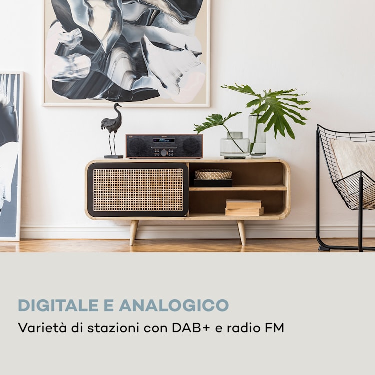 Silver Star CD-DAB - Lettore CD slot-in, max. 2 x 20 W, DAB+, BT, alluminio Noce