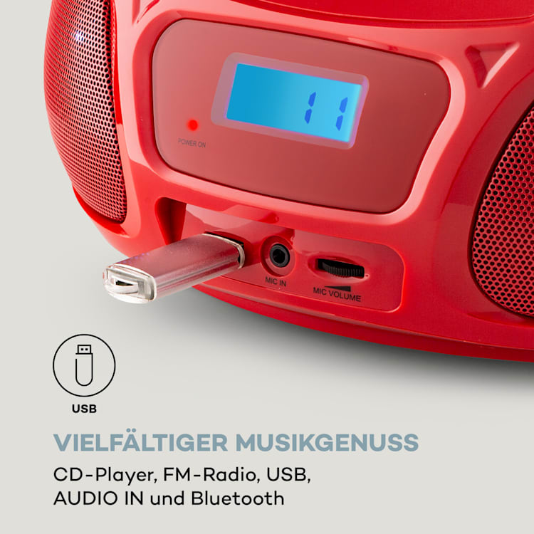 Roadie Sing CD Boombox Radio FM Spectacle lumineux Lecteur CD Micro