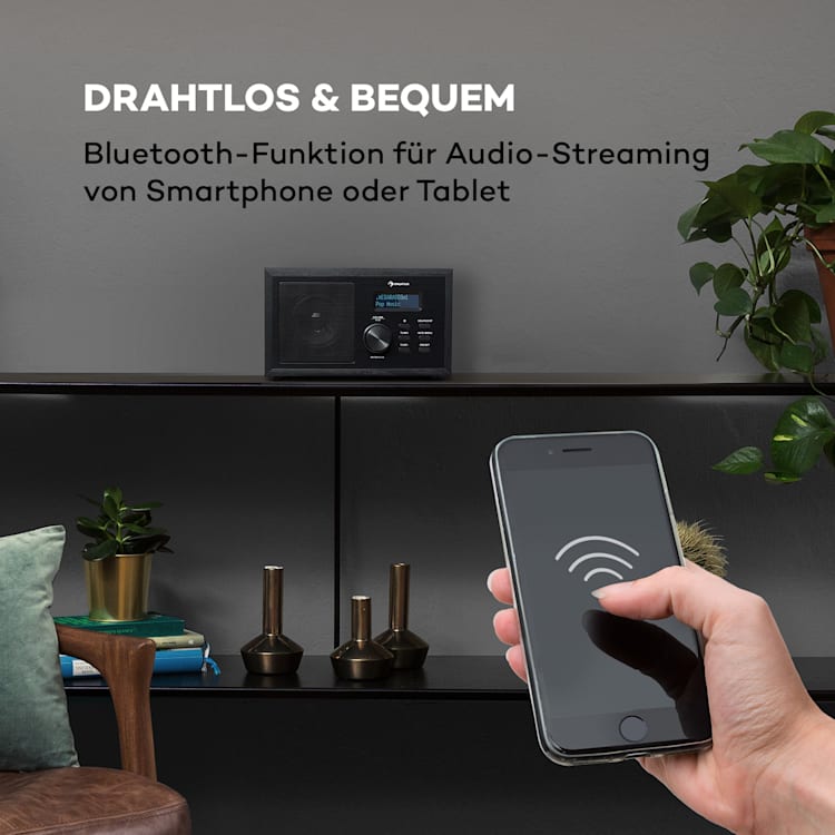 Ambient DAB+/FM Radio BT 5.0 AUX-In LC-Display Wecker Eieruhr Schwarz
