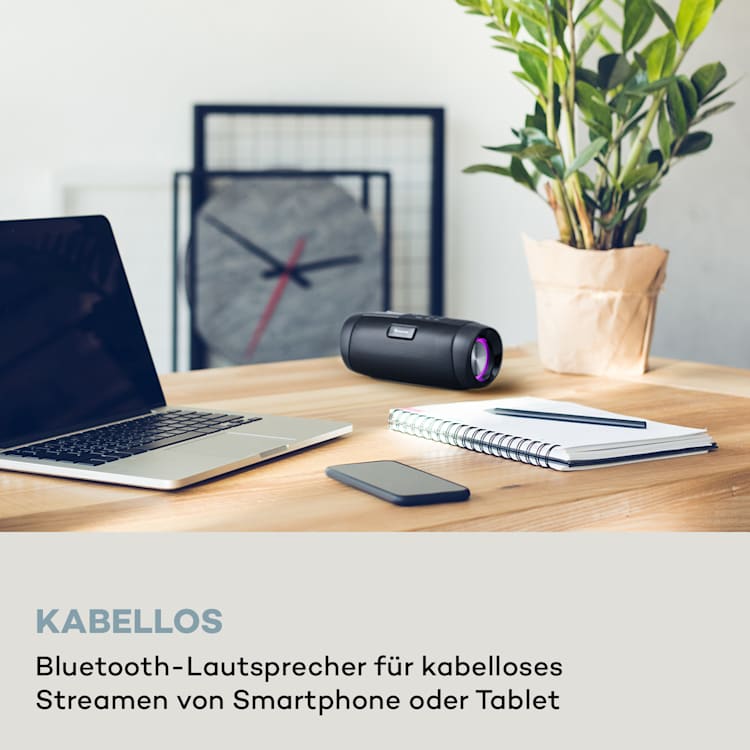 Blaster DAB Radio tragbarer Bluetooth-Lautsprecher DAB/DAB+/FM Akku LCD Schwarz
