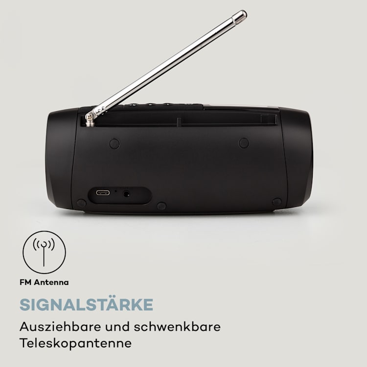 Blaster DAB Radio tragbarer Bluetooth-Lautsprecher DAB/DAB+/FM Akku LCD Schwarz