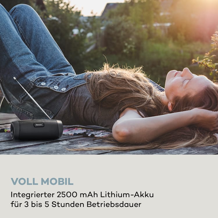 Blaster DAB Radio tragbarer Bluetooth-Lautsprecher DAB/DAB+/FM Akku LCD Schwarz