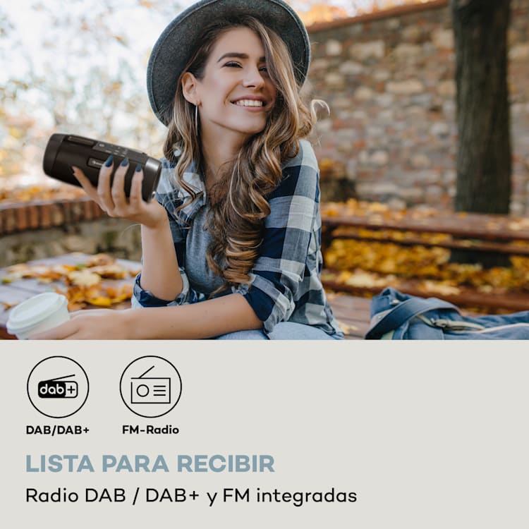 Blaster DAB Radio altavoz portátil con Bluetooth DAB/DAB+/FM batería LCD Negro