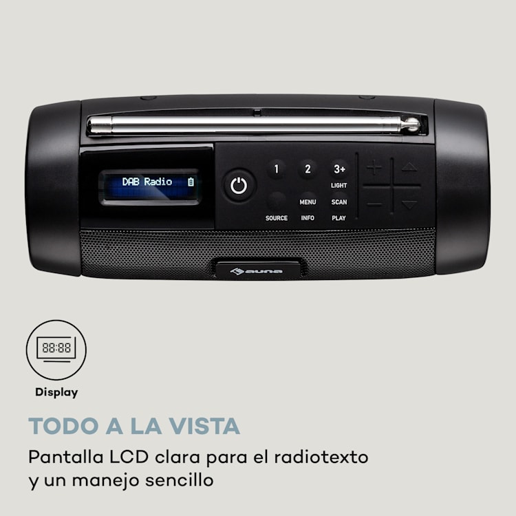 Blaster DAB Radio altavoz portátil con Bluetooth DAB/DAB+/FM batería LCD Negro
