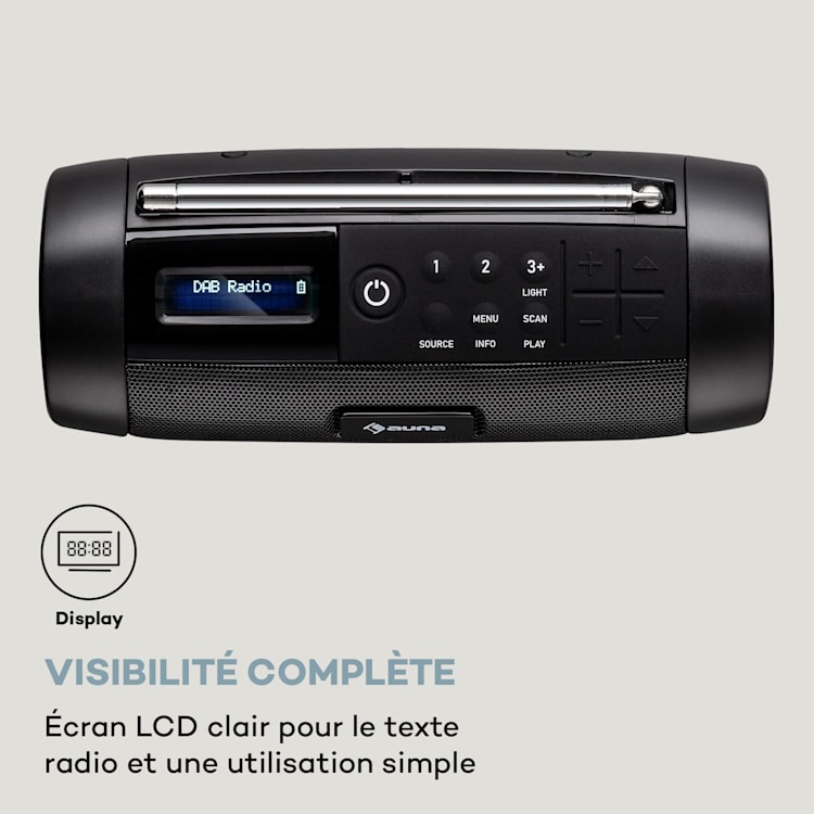 Blaster DAB-radio draagbare Bluetooth-luidspreker DAB/DAB+/FM batterij LCD Zwart