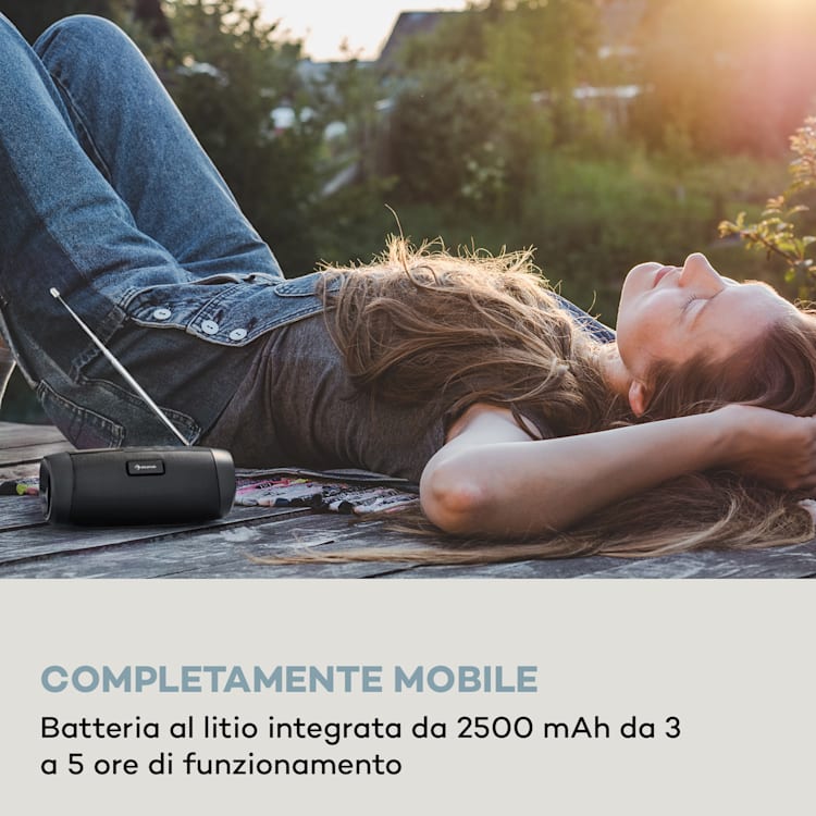 Blaster DAB - Cassa Bluetooth portatile, con radio DAB/DAB+/FM, batteria, LCD Nero