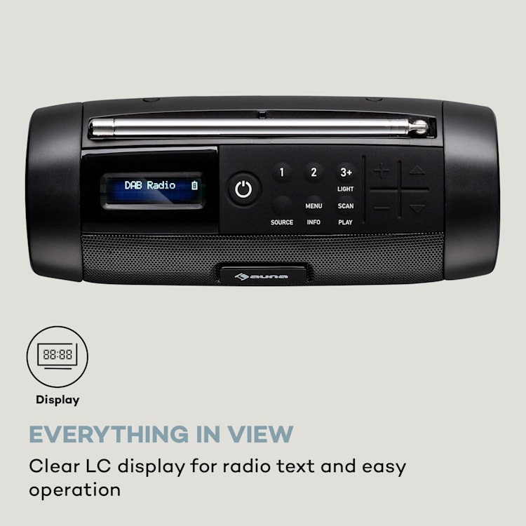 Rádio Portátil DAB Blaster DAB Coluna Bluetooth DAB/DAB+/FM Bateria LCD Preto