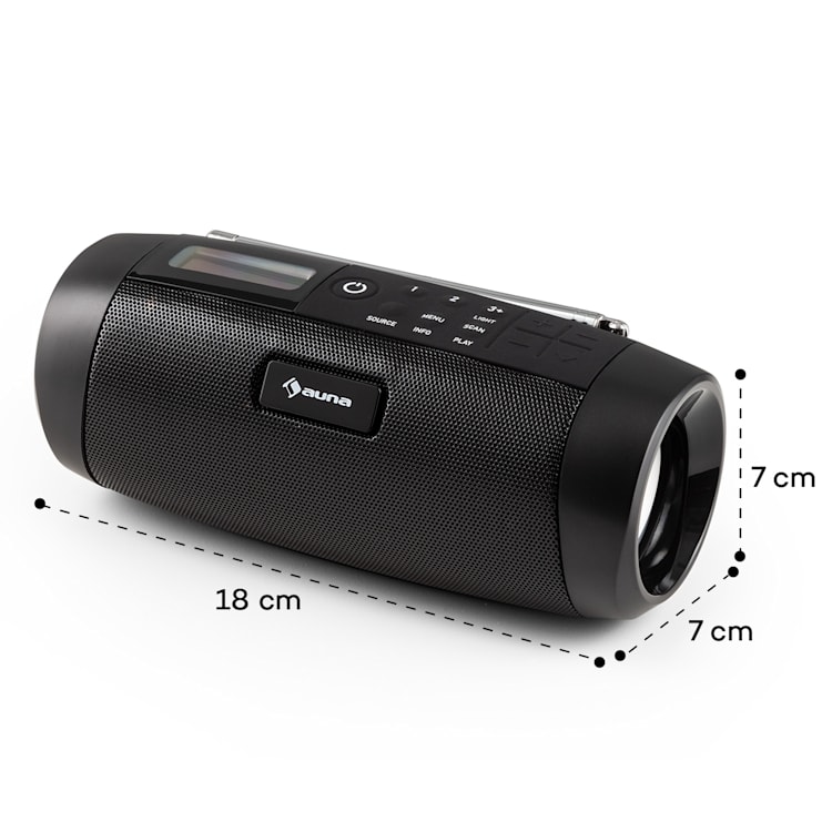 Blaster DAB Radio tragbarer Bluetooth-Lautsprecher DAB/DAB+/FM Akku LCD Schwarz