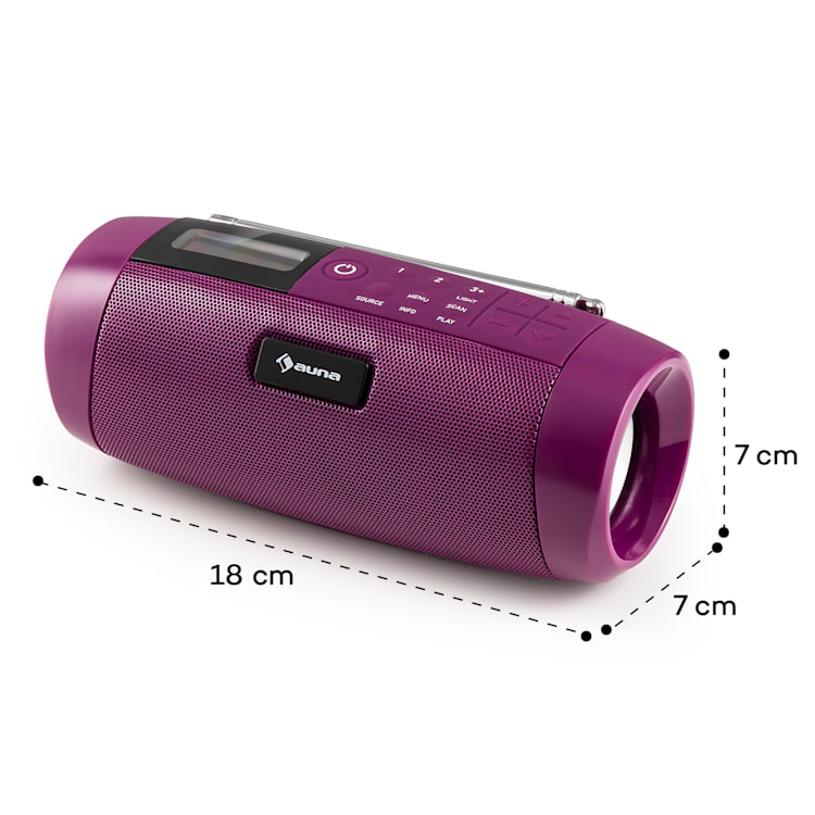Blaster DAB Radio, prenosný Bluetooth reproduktor, DAB/DAB+/FM, batéria, LCD Fialová