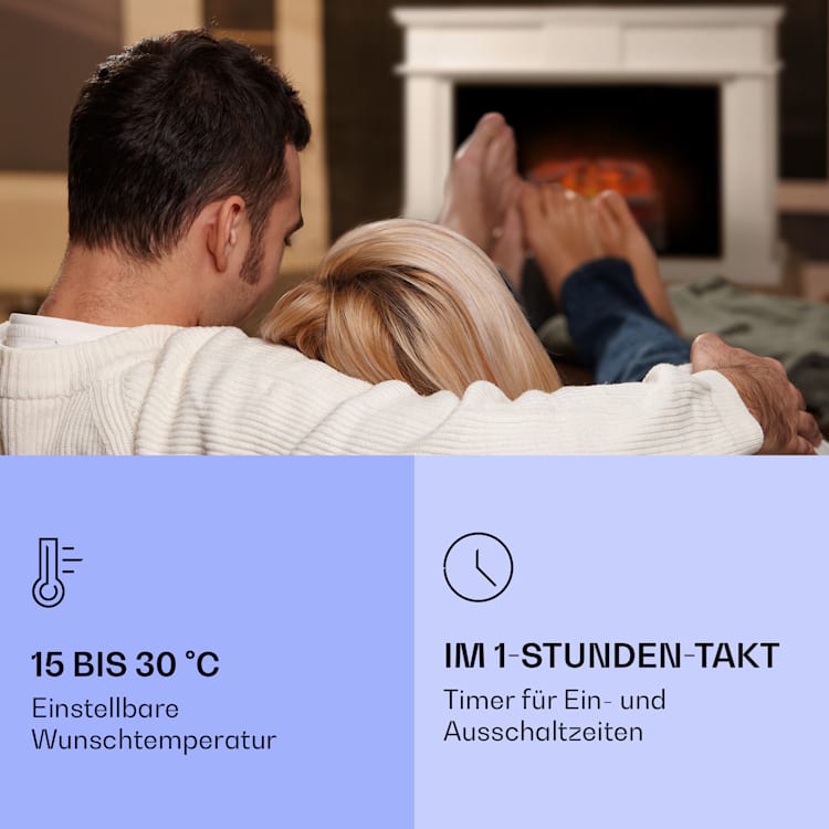 Kamini FXL 2G Elektrischer Kamin Kamineinsatz 1800 W LED-3D-Flammenillusion Rost