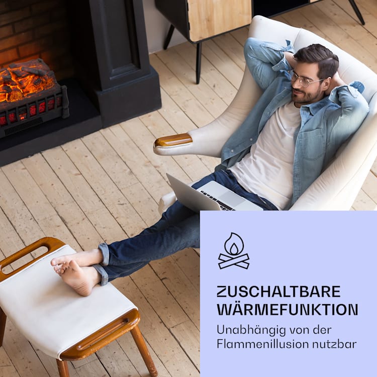 Kamini FXL 2G Elektrischer Kamin Kamineinsatz 1800 W LED-3D-Flammenillusion Rost