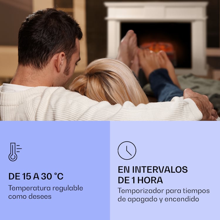 Chimenea eléctrica Kamini FXL 2G 1800 W ilusión de llamas LED 3D Negro Antiguo
