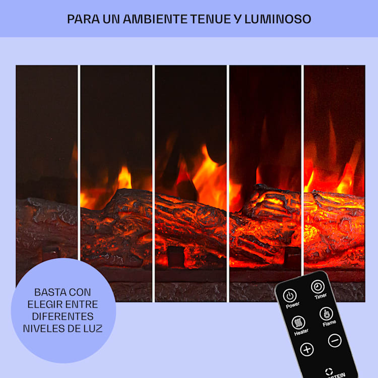 Chimenea eléctrica Kamini FXL 2G 1800 W ilusión de llamas LED 3D Negro Antiguo