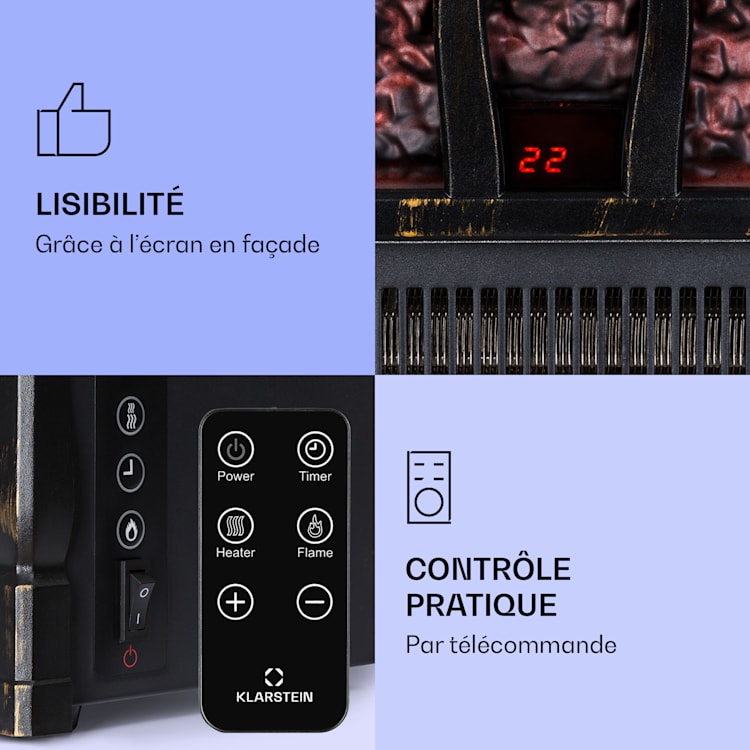 Kamini FXL 2G Cheminée électrique Insert 1800 W LED-3D simulation de flammes rouiller