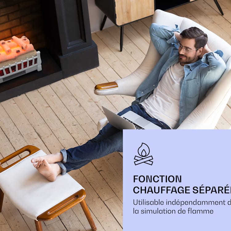 Kamini FXL 2G Cheminée électrique Insert 1800 W LED-3D simulation de flammes Blanc