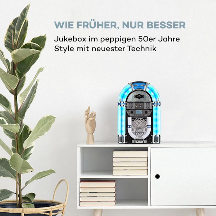 Arizona DAB+ Jukebox, BT, DAB+/UKW-Radio, USB, SD, MP3, CD-Player Schwarz