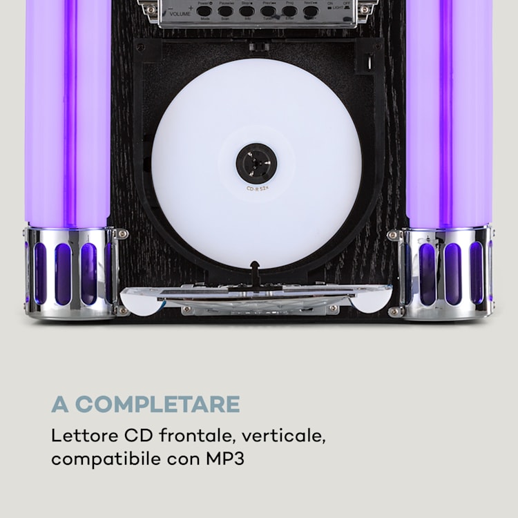 Arizona DAB+ jukebox, BT, radio DAB+/FM, USB, SD, MP3, lettore CD Nero