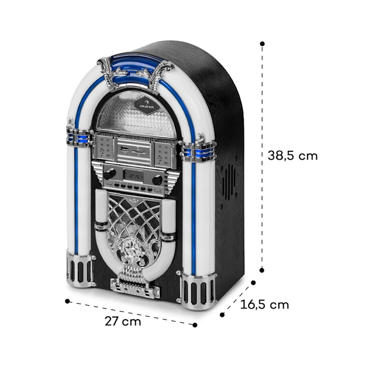 Jukebox Arizona DAB+, BT, radio DAB+/FM, USB, SD, MP3, lecteur CD Noir