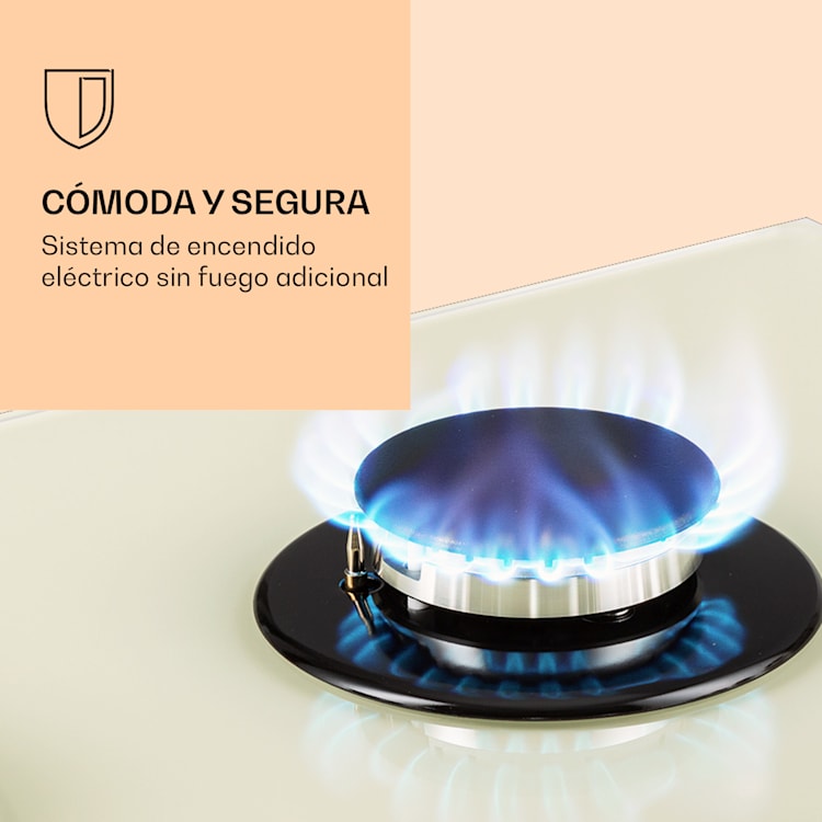 Victoria 5 Placa de gas 5 quemadores Sabaf vitrocerámica aspecto retro Marfil