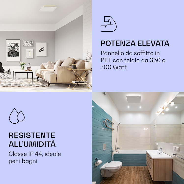 Wondersky riscaldatore a infrarossi da soffitto 350W, 60 x 6,5 x 60 cm (LxAxP) , IP44 350 W