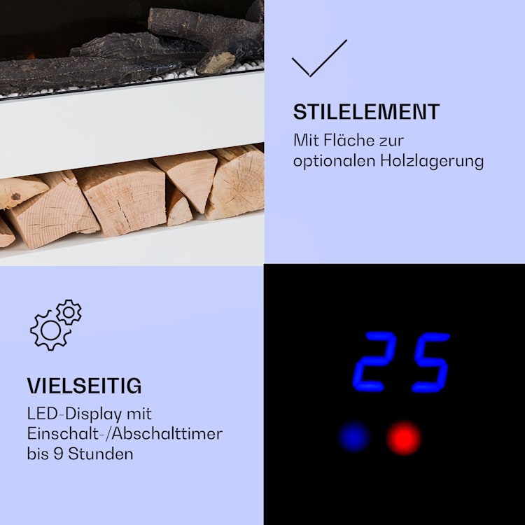 Studio Light & Fire 3 Smart Kamin 1000/2000W MDF WiFi-Steuerung Weiß