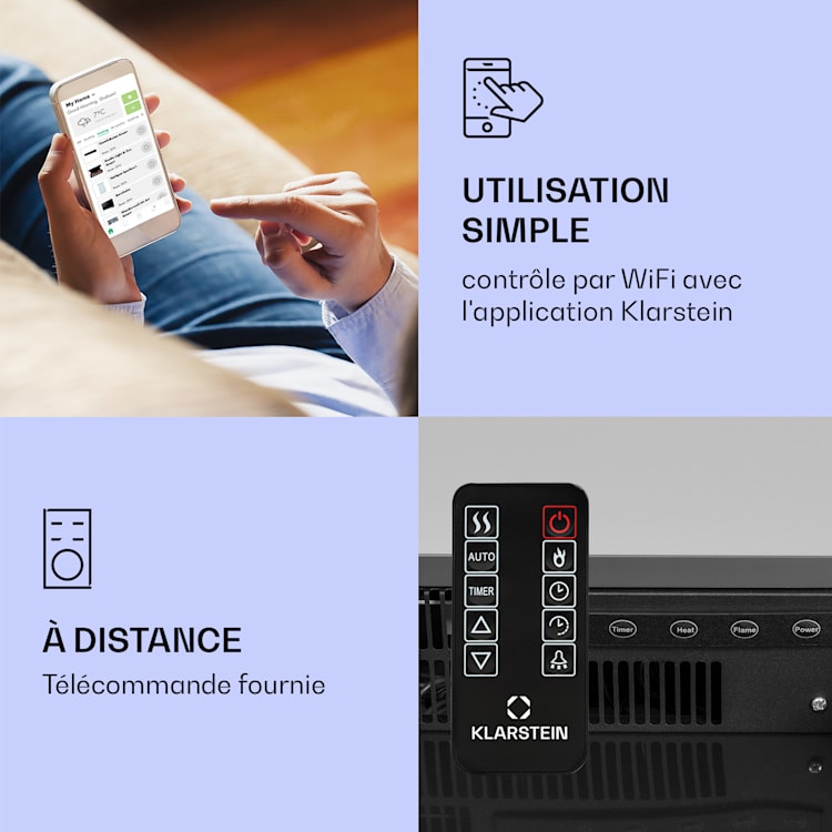 Studio Light & Fire 1 Cheminée smart 1000/2000W MDF Commande WiFi Blanc