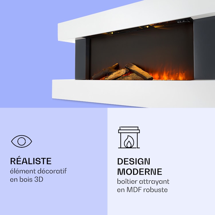 Studio Light & Fire 1 Cheminée smart 1000/2000W MDF Commande WiFi Blanc