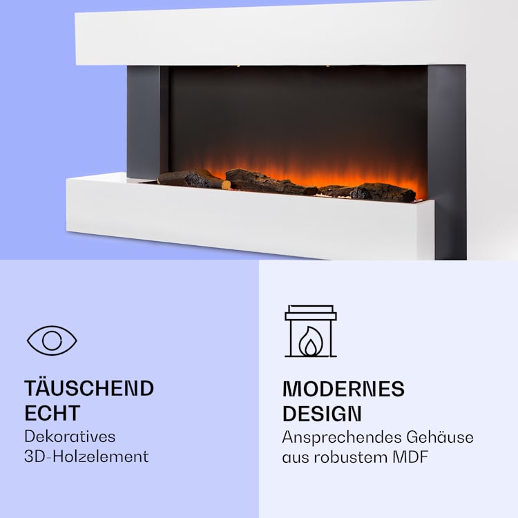Studio Light & Fire 2 Smart Kamin 1000/2000W MDF WiFi-Steuerung Weiß