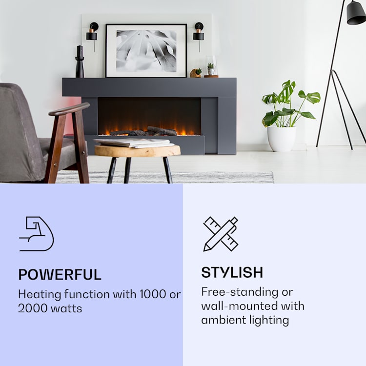 Studio Light & Fire 2 Smart, krb, 1000/2000 W, MDF, WiFi Control Čierna
