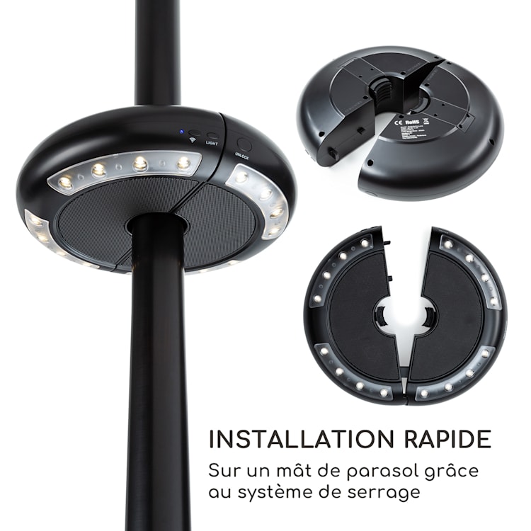 St. Tropez licht en bluetooth luidspreker voor parasol led oplaadbare batterij