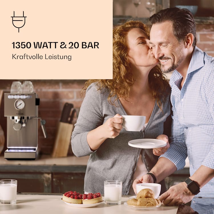 Pausa Espressomaker 1350 Watt 20 Bar Druck Wassertank: 1,4 Liter Edelstahl Silber