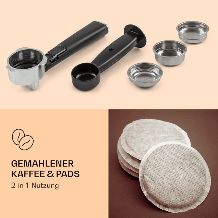 Pausa Espressomaker 1350 Watt 20 Bar Druck Wassertank: 1,4 Liter Edelstahl Silber