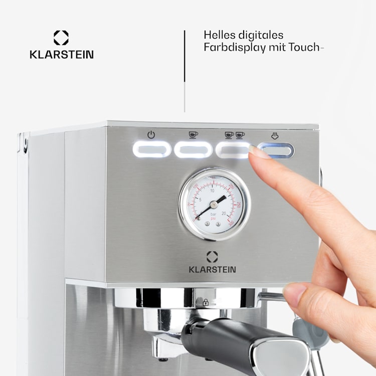 Pausa Espressomaker 1350 Watt 20 Bar Druck Wassertank: 1,4 Liter Edelstahl Silber-Metallic