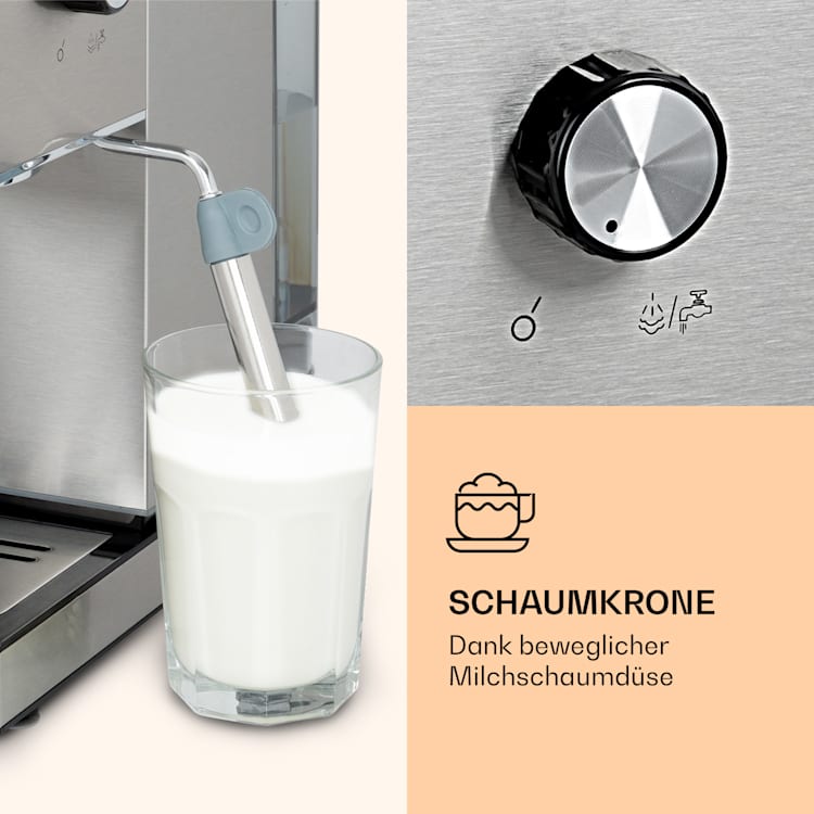 Pausa Espressomaker 1350 Watt 20 Bar Druck Wassertank: 1,4 Liter Edelstahl Silber