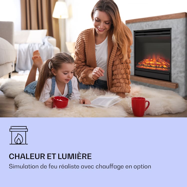 Fort Rock Cheminée électrique 1800 W Fonction chauffage 10 à 30 °C Télécommande