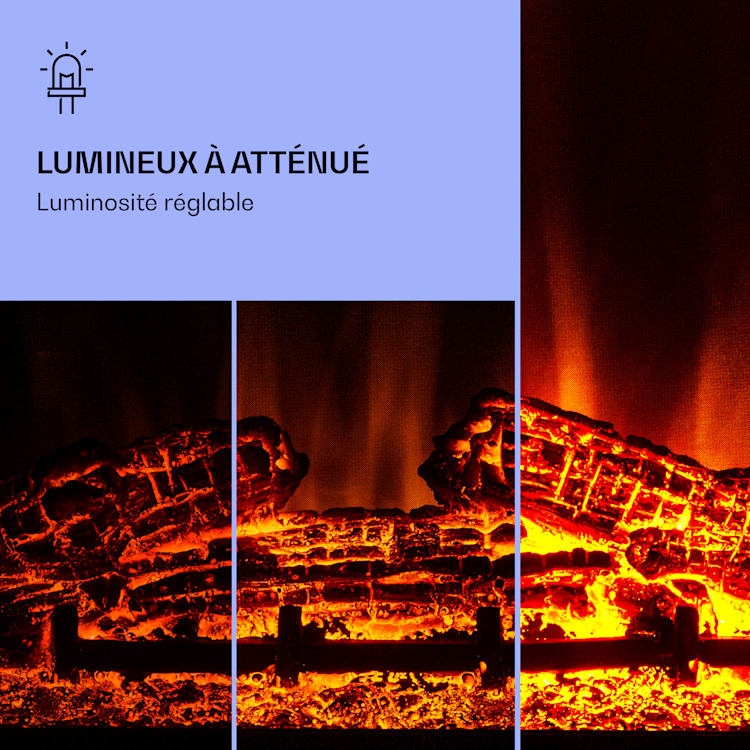 Fort Rock Cheminée électrique 1800 W Fonction chauffage 10 à 30 °C Télécommande