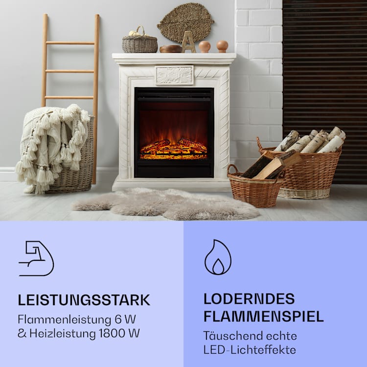 Frosty Peak Elektrischer Kamin 1800 W 10 bis 30 °C Fernbedienung