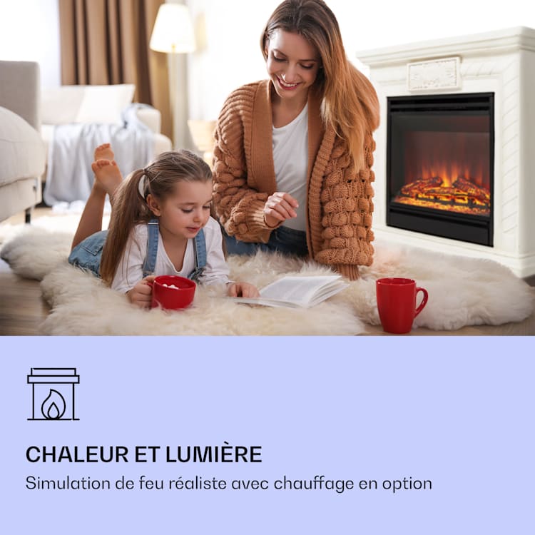 Frosty Peak Cheminée électrique 1800 W Fonction chauffage 10 à 30 °C Télécommande