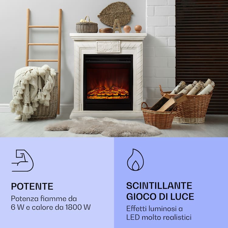 Frosty Peak - Camino elettrico, 1800 W, funzione riscaldante da 10 a 30 °C, telecomando