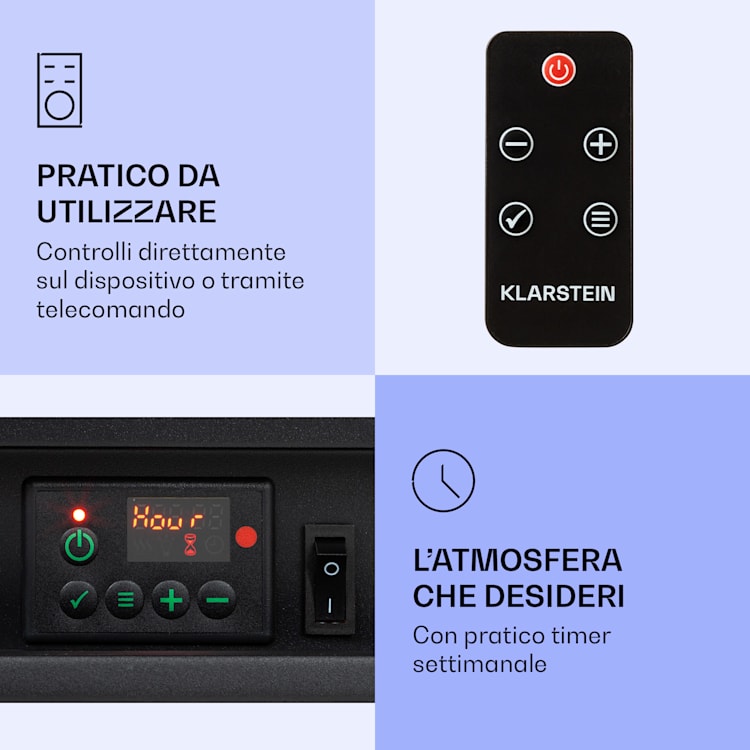 Frosty Peak - Camino elettrico, 1800 W, funzione riscaldante da 10 a 30 °C, telecomando