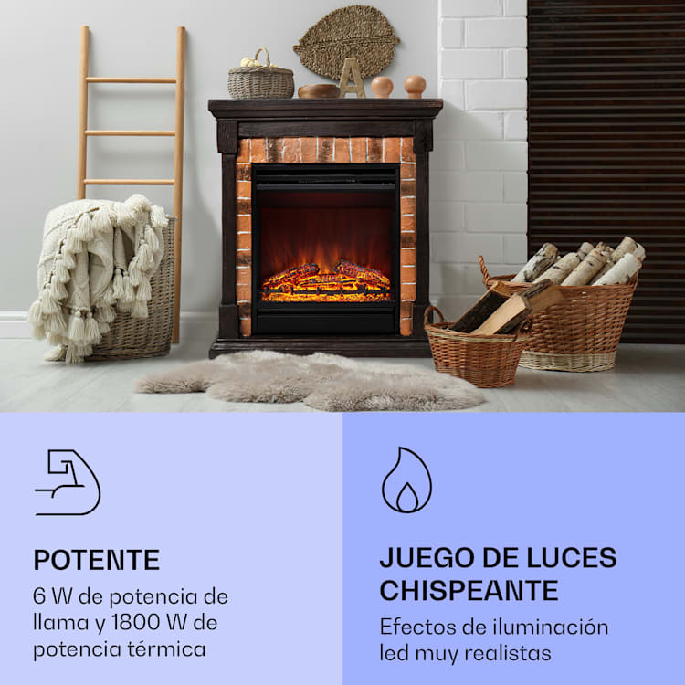 Beerenberg Chimenea eléctrica 1800 W Función de calefacción 10-30 °C Mando a distancia