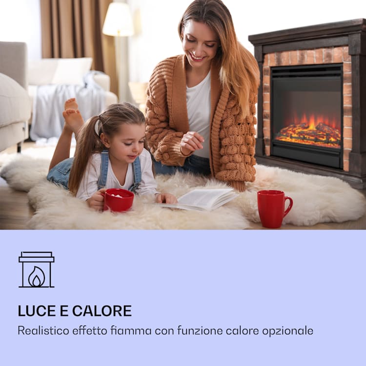 Beerenberg - Camino elettrico, 1800 W, funzione riscaldante da 10 a 30 °C, telecomando