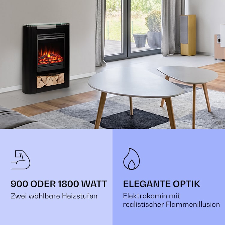 Studio 5 Arc Elektrokamin 1800 W LED-Flammen Heizlüfter Fernbedienung Schwarz