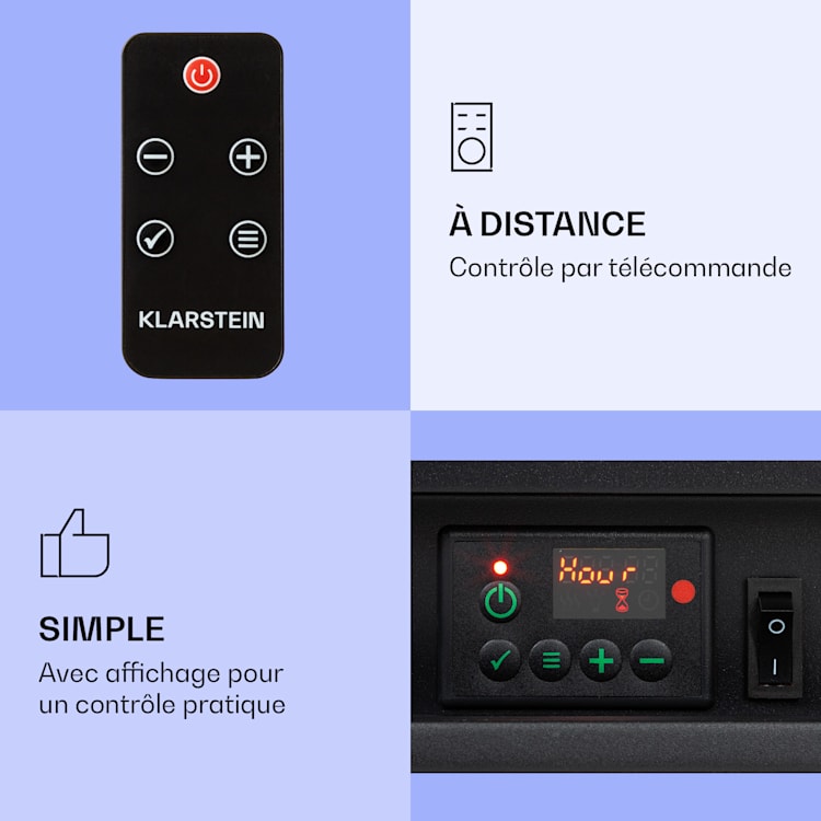 Studio 5 Arc Cheminée électrique 1800 W LED Flammes Chauffantes Télécommande Noir