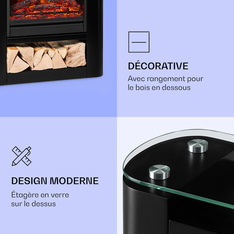 Studio 5 Arc Cheminée électrique 1800 W LED Flammes Chauffantes Télécommande Noir