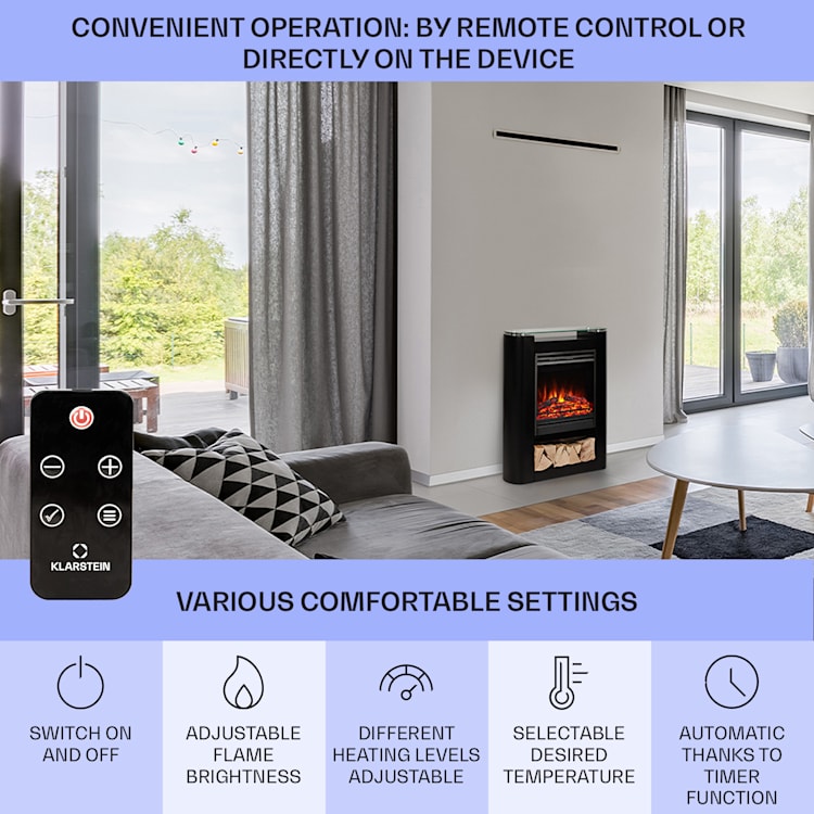 Studio 5 Arc șemineu electric 1800 W LED flăcări ventilator telecomandă 