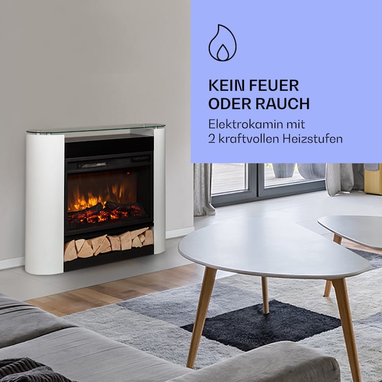 Studio 10 Arc Elektrokamin 1800 W LED-Flammen Heizlüfter Fernbedienung Weiß