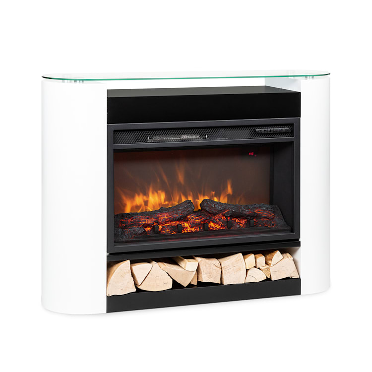Studio 10 Arc Cheminée électrique 1800 W LED Flammes Chauffantes Télécommande Blanc